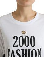 Dolce &amp; Gabbana White Slogan Print Lacing Detailed T-shirt