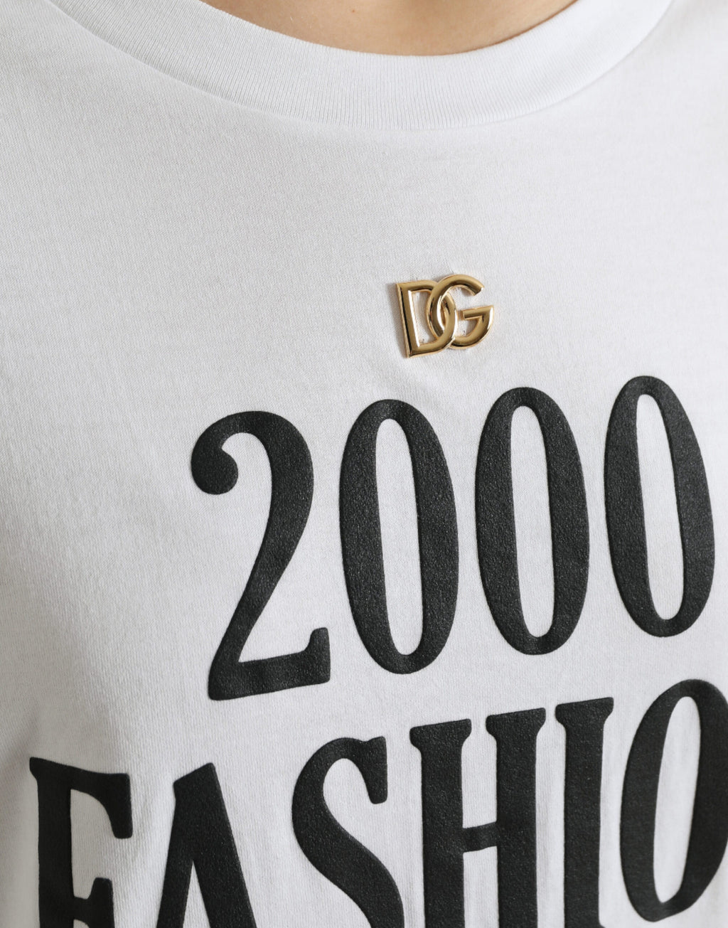 Dolce &amp; Gabbana White Slogan Print Lacing Detailed T-shirt