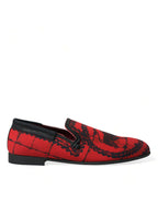 Dolce &amp; Gabbana Red Black Torero Loafers Slippers Men Shoes