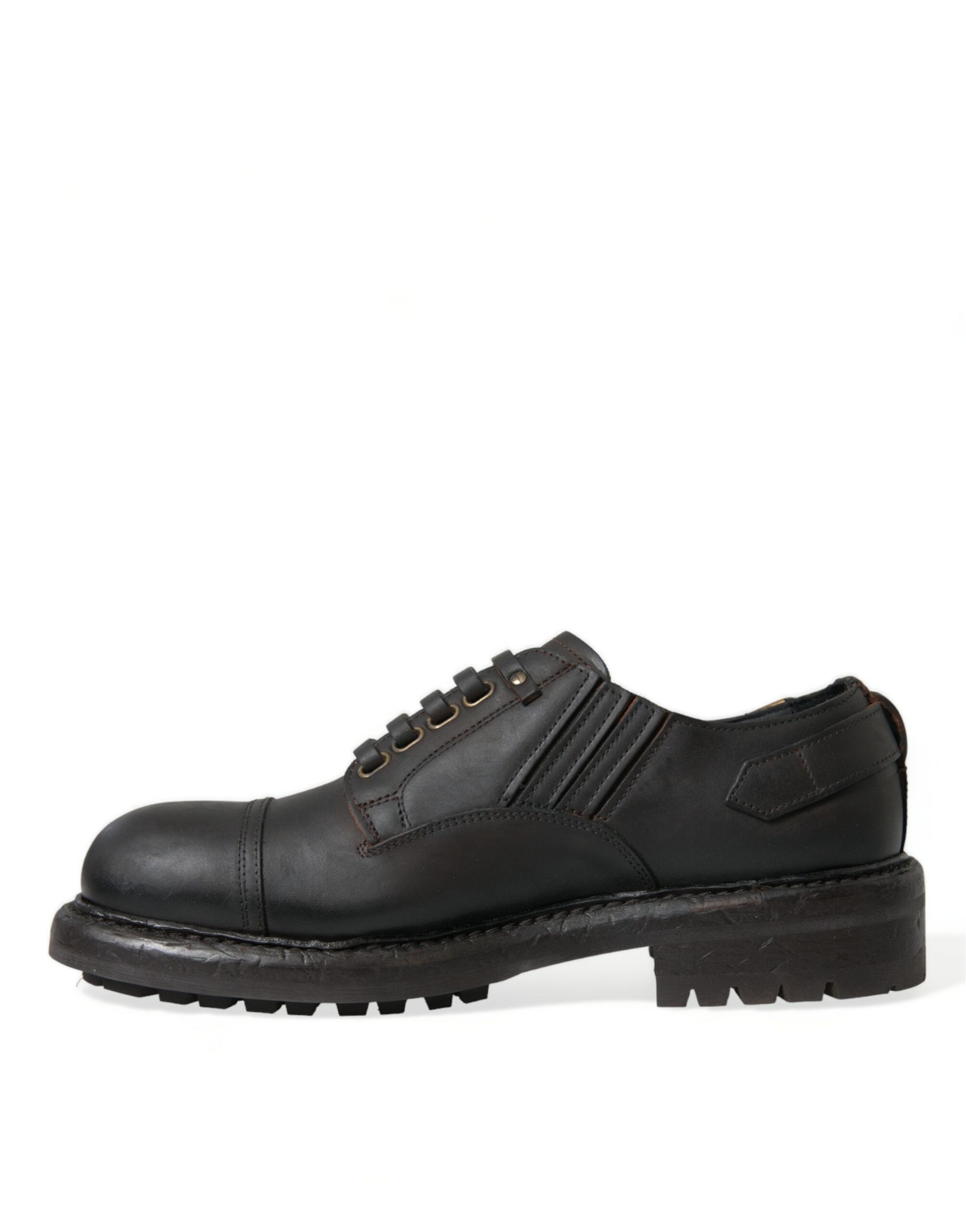 Dolce &amp; Gabbana Brown Leather Lace Up Derby Men Dress Shoes