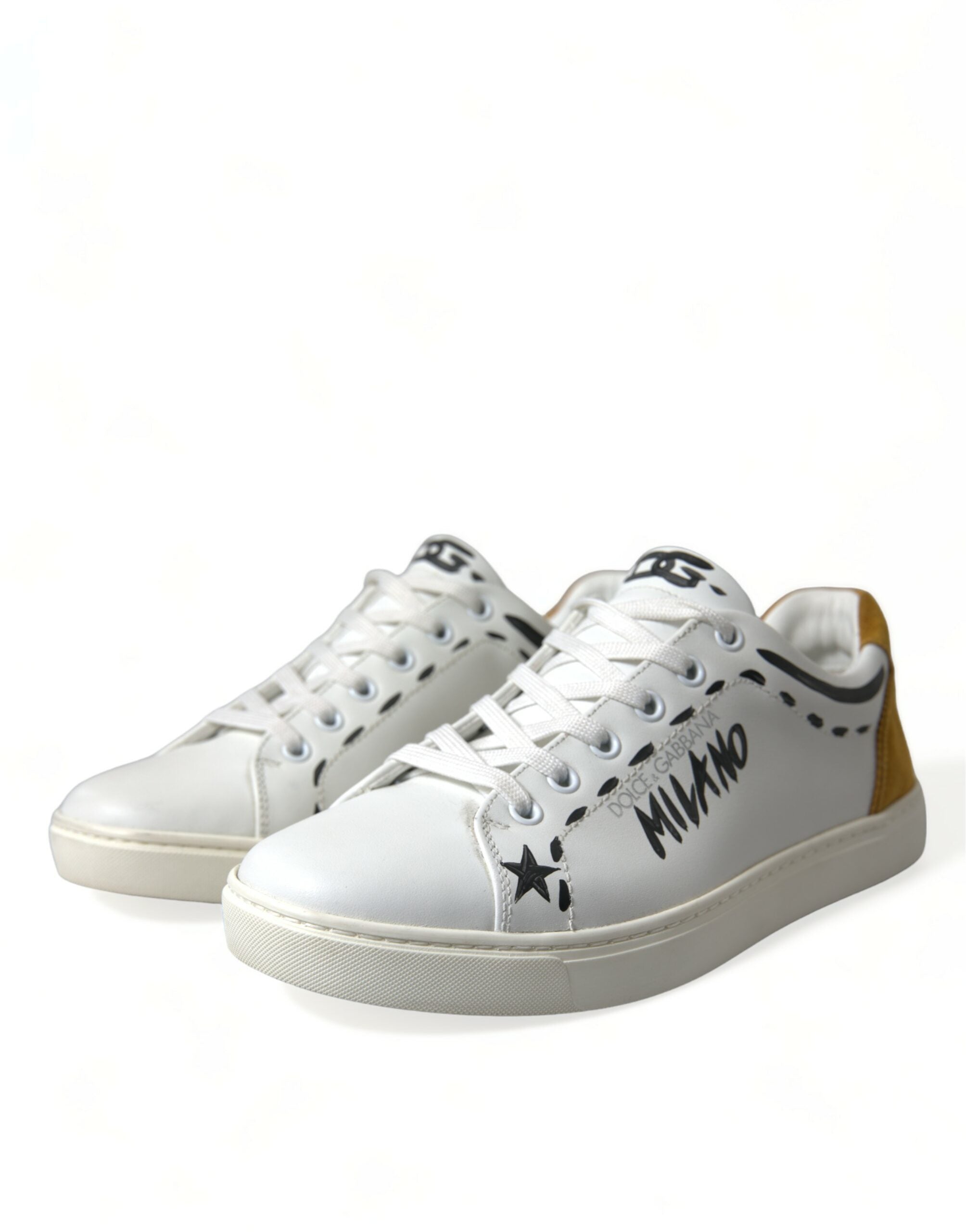 Dolce &amp; Gabbana White Leather LOVE Milano Men Sneakers Shoes