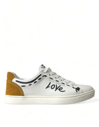 Dolce &amp; Gabbana White Leather LOVE Milano Men Sneakers Shoes