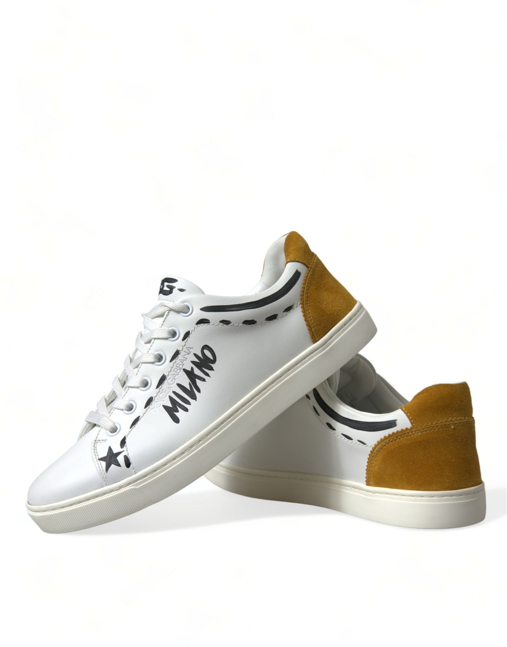Dolce &amp; Gabbana White Leather LOVE Milano Men Sneakers Shoes