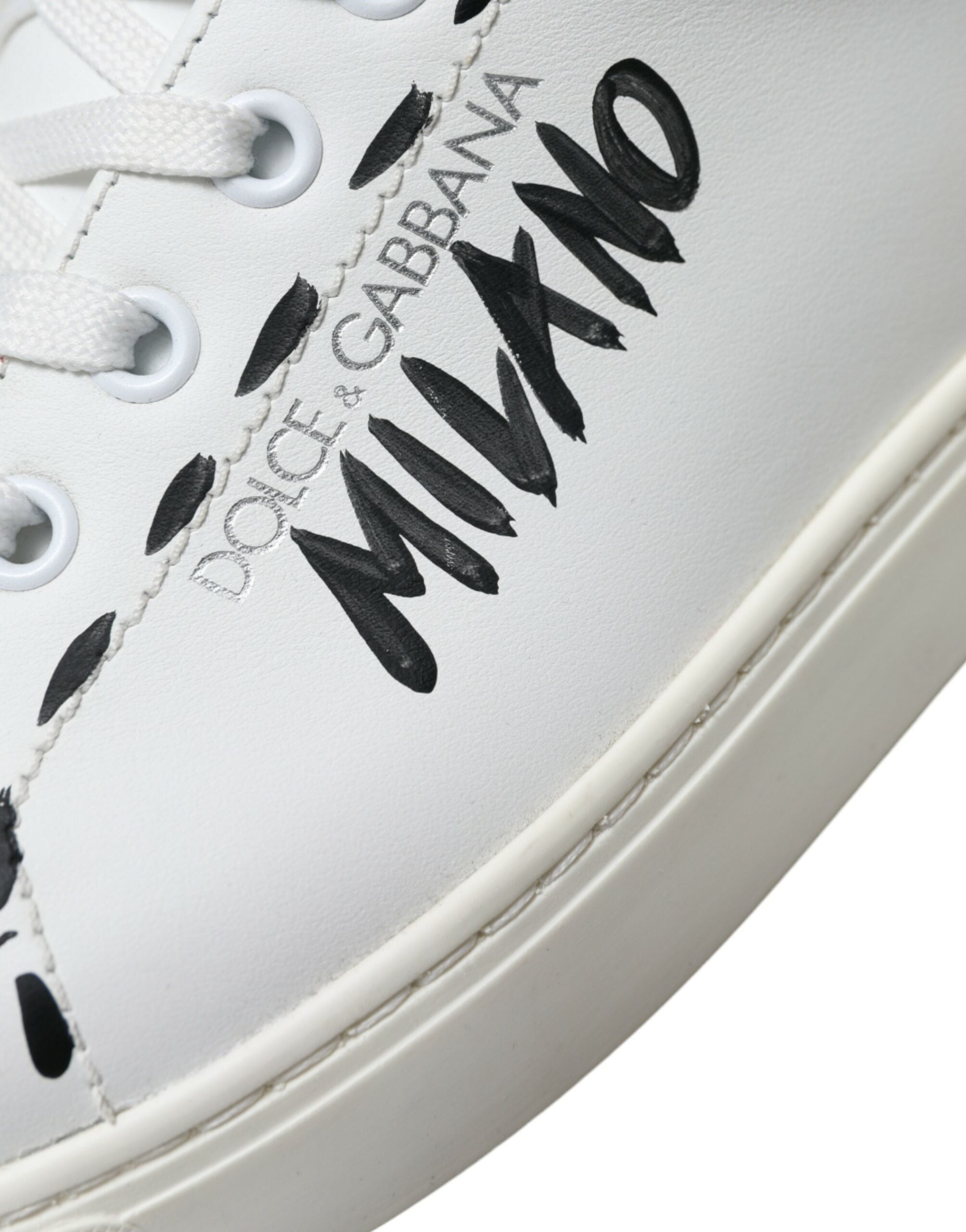 Dolce &amp; Gabbana White Leather LOVE Milano Men Sneakers Shoes