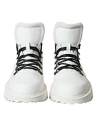 Dolce &amp; Gabbana White Vulcano Trekking Ankle Boots Shoes