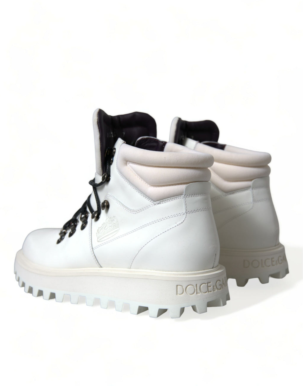 Dolce &amp; Gabbana White Vulcano Trekking Ankle Boots Shoes