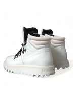 Dolce &amp; Gabbana White Vulcano Trekking Ankle Boots Shoes