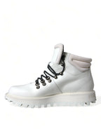 Dolce &amp; Gabbana White Vulcano Trekking Ankle Boots Shoes