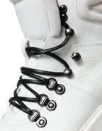 Dolce &amp; Gabbana White Vulcano Trekking Ankle Boots Shoes