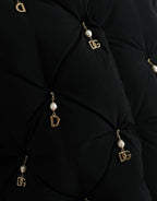 Dolce & Gabbana Black Embellished Quilted Shell Bomber Jacket