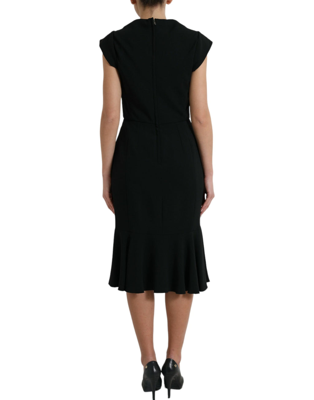 Dolce &amp; Gabbana Black Cady Viscose Sleeveless Dress