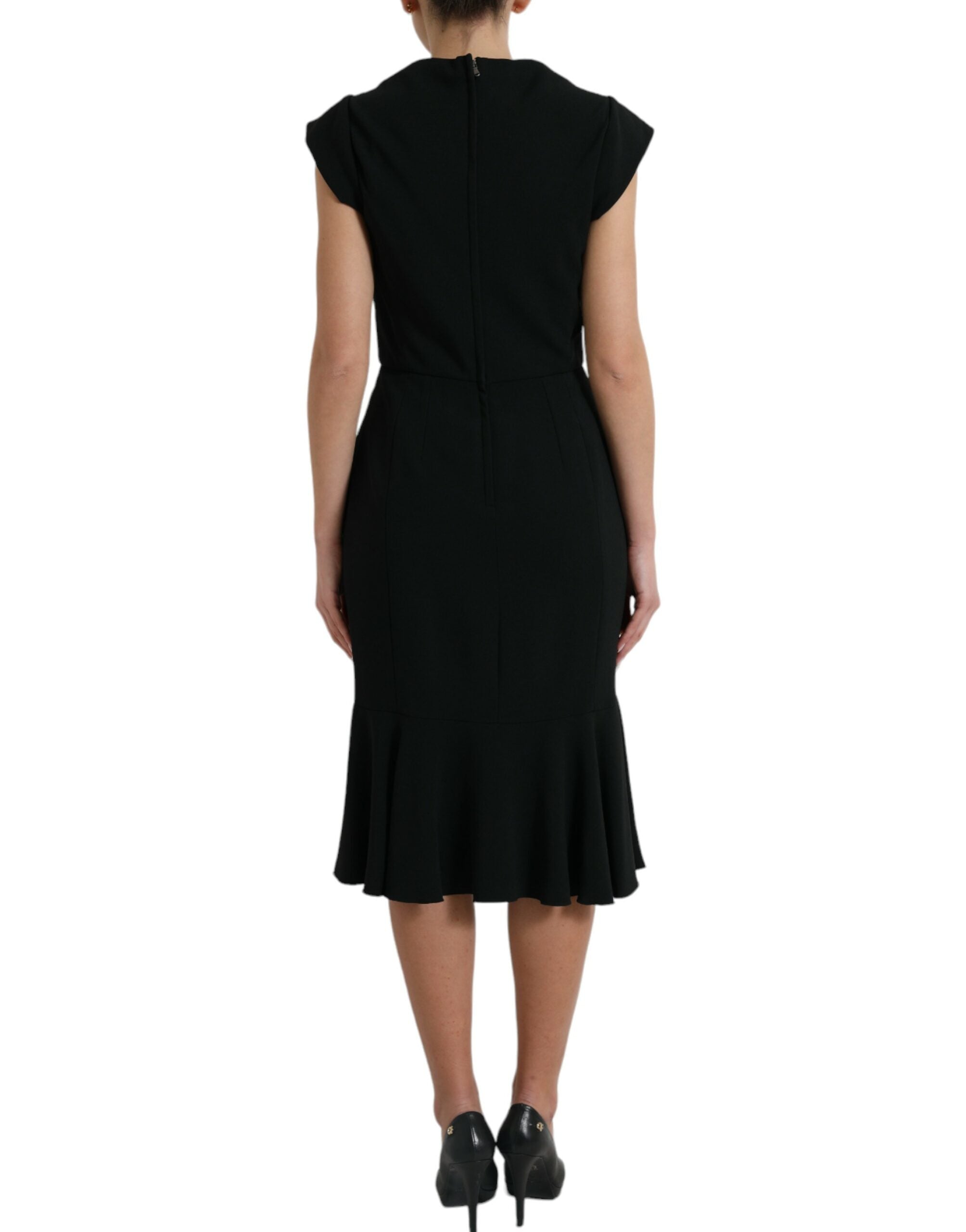 Dolce &amp; Gabbana Black Cady Viscose Sleeveless Dress
