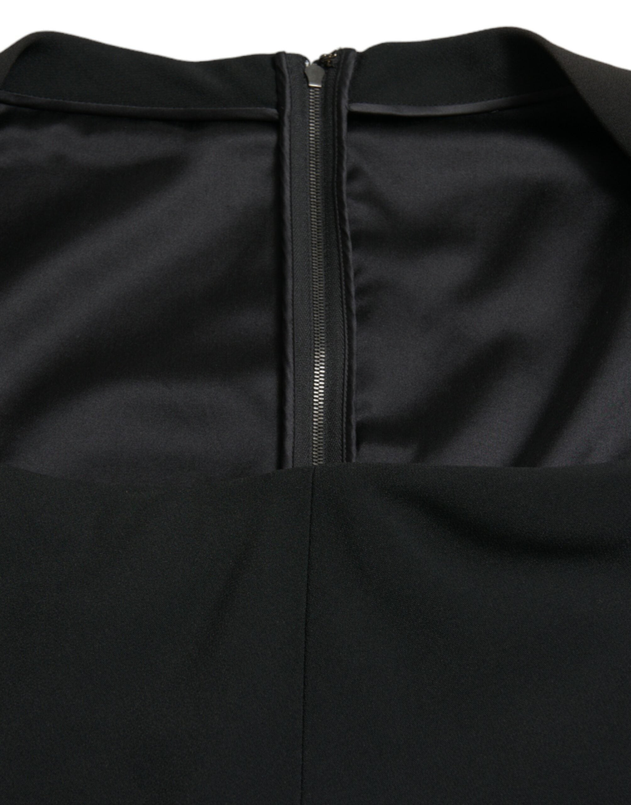 Dolce &amp; Gabbana Black Cady Viscose Sleeveless Dress