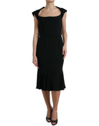 Dolce &amp; Gabbana Black Cady Viscose Sleeveless Dress