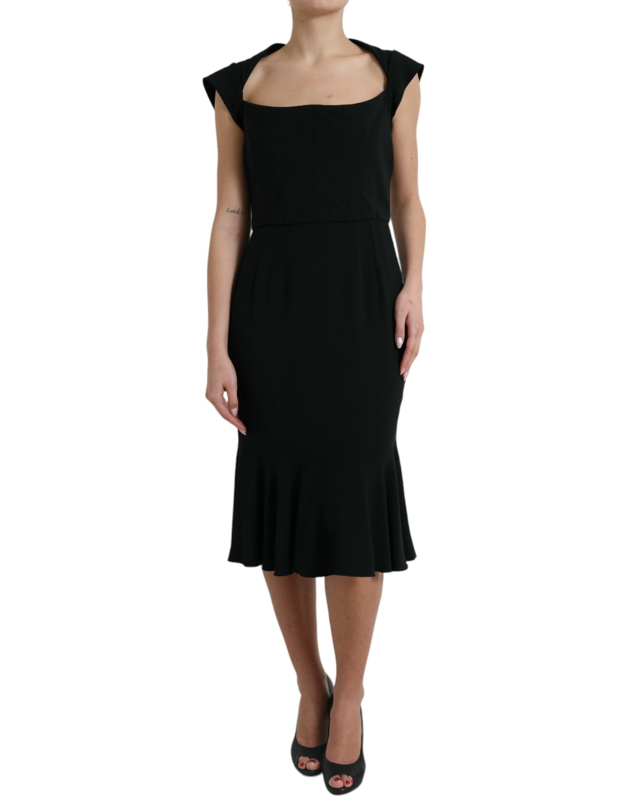 Dolce &amp; Gabbana Black Cady Viscose Sleeveless Dress