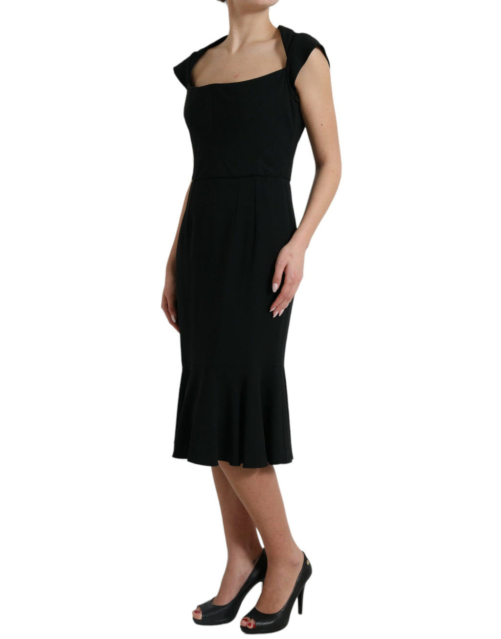 Dolce &amp; Gabbana Black Cady Viscose Sleeveless Dress
