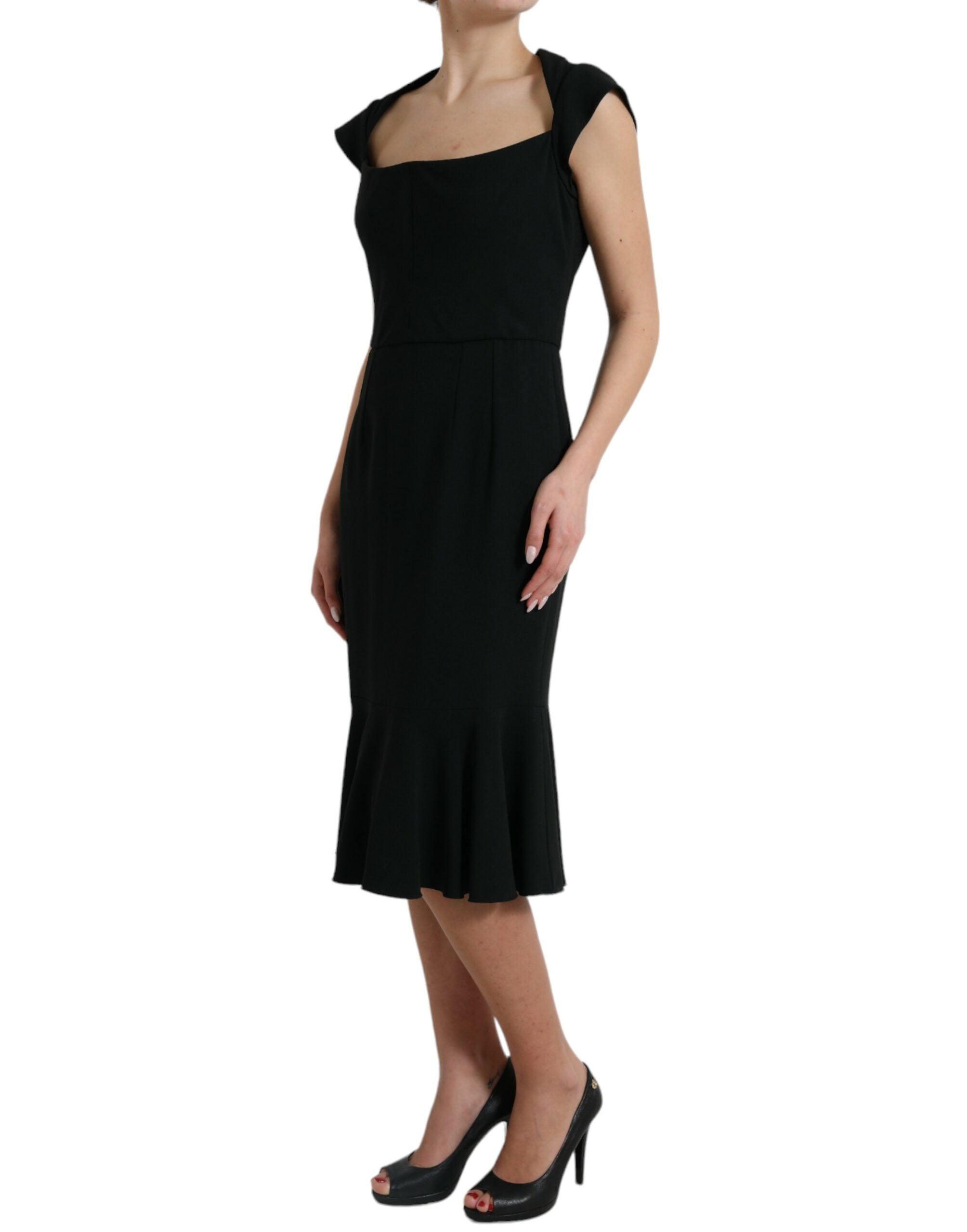 Dolce &amp; Gabbana Black Cady Viscose Sleeveless Dress