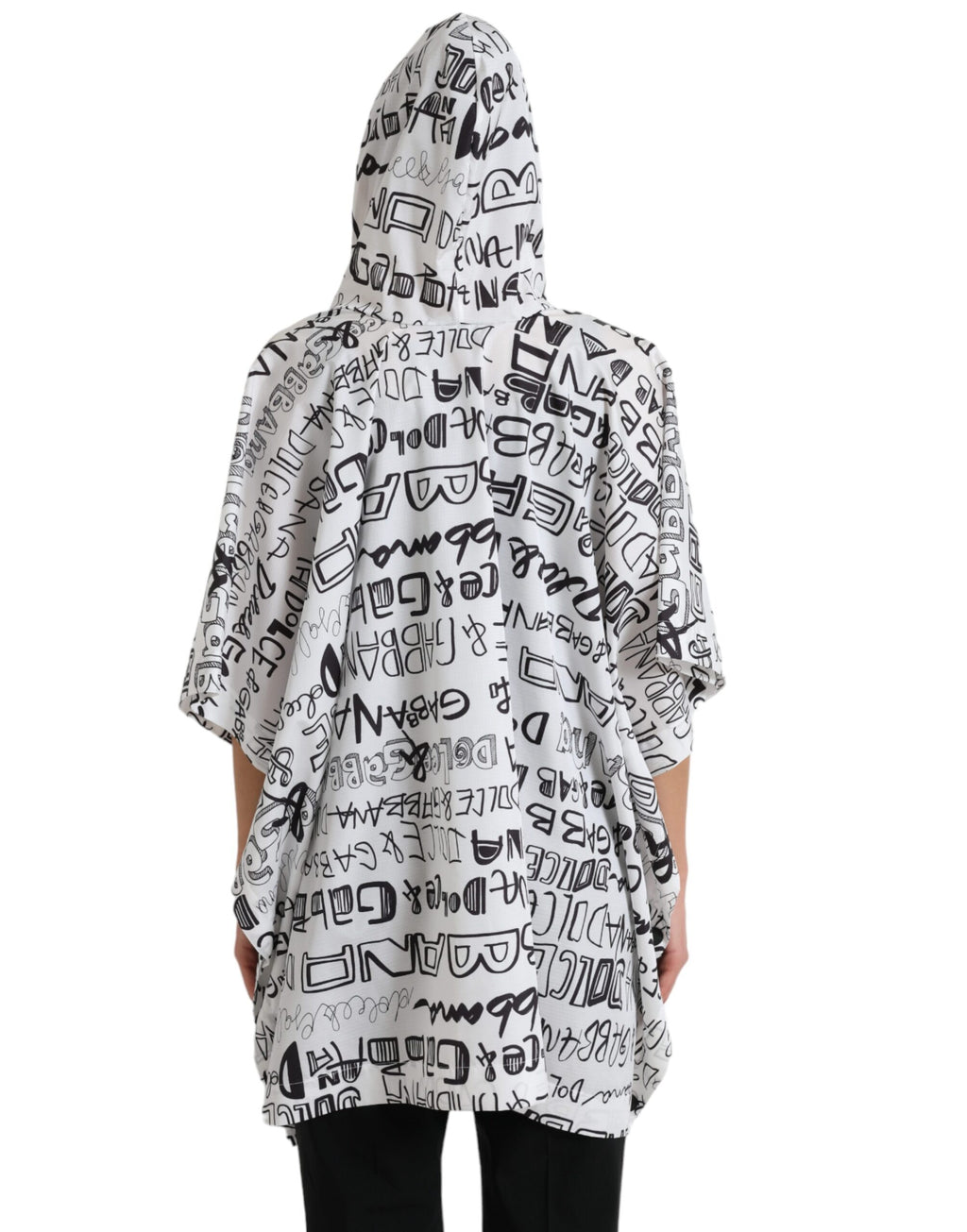 Dolce &amp; Gabbana White Logo Print Hooded Blouson T-shirt Top