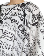 Dolce &amp; Gabbana White Logo Print Hooded Blouson T-shirt Top