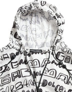 Dolce &amp; Gabbana White Logo Print Hooded Blouson T-shirt Top