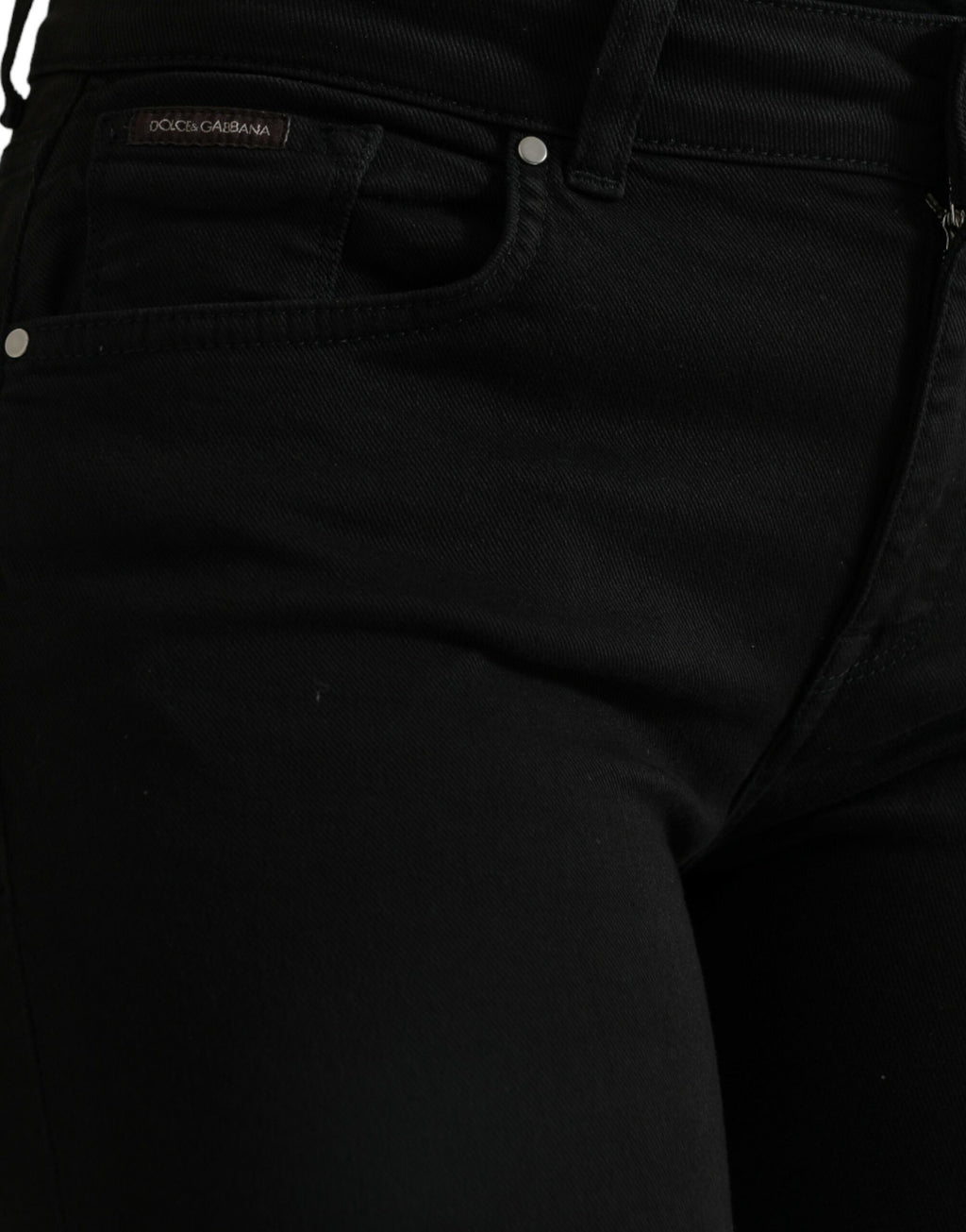 Dolce &amp; Gabbana Black Cotton Mid Waist Skinny Denim Jeans