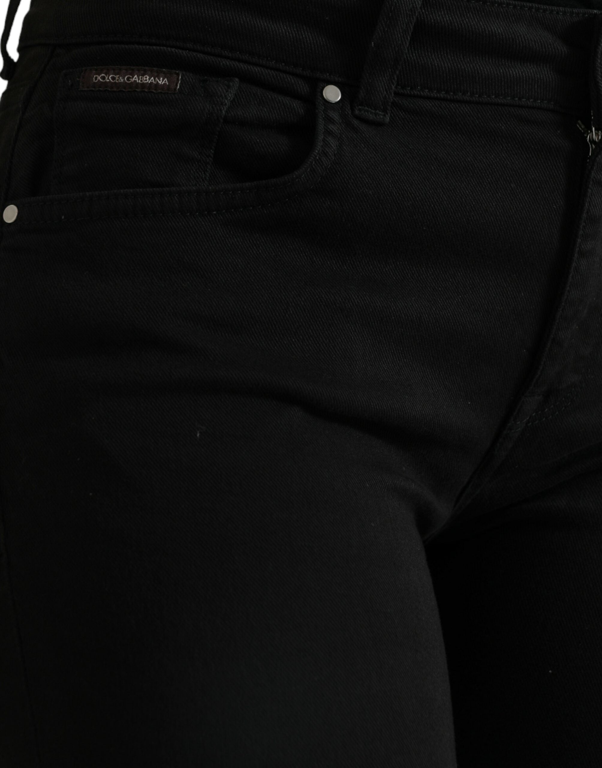 Dolce &amp; Gabbana Black Cotton Mid Waist Skinny Denim Jeans