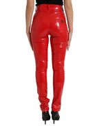 Dolce &amp; Gabbana Shiny Red High Waist Skinny Pants