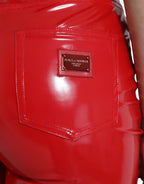 Dolce &amp; Gabbana Shiny Red High Waist Skinny Pants