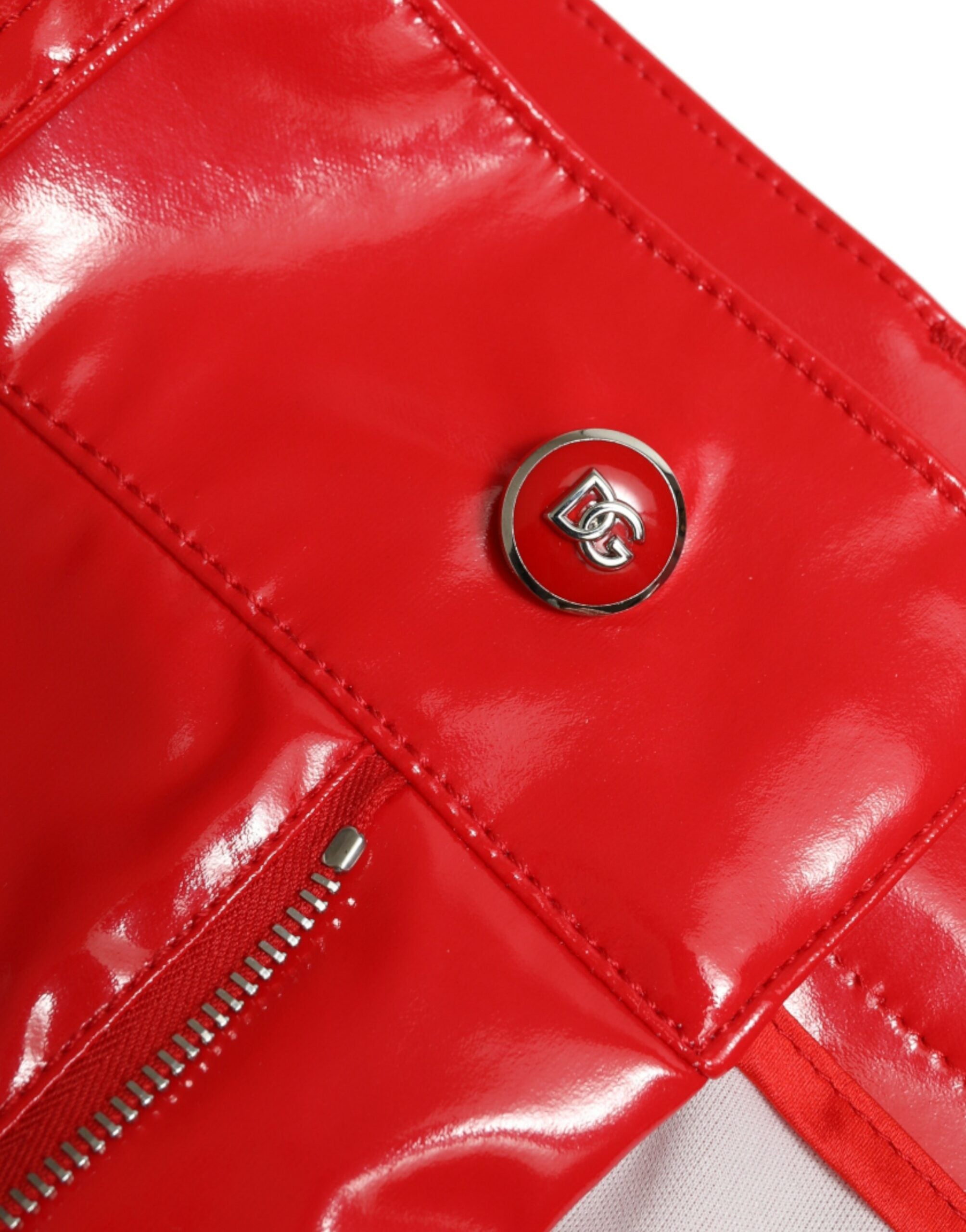 Dolce &amp; Gabbana Shiny Red High Waist Skinny Pants