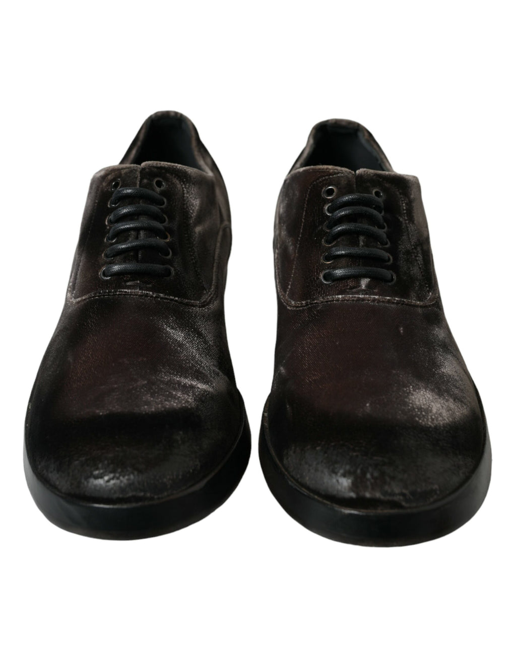 Dolce &amp; Gabbana Brown Velvet Men Lace Up Oxford Dress Shoes