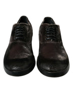 Dolce &amp; Gabbana Brown Velvet Men Lace Up Oxford Dress Shoes
