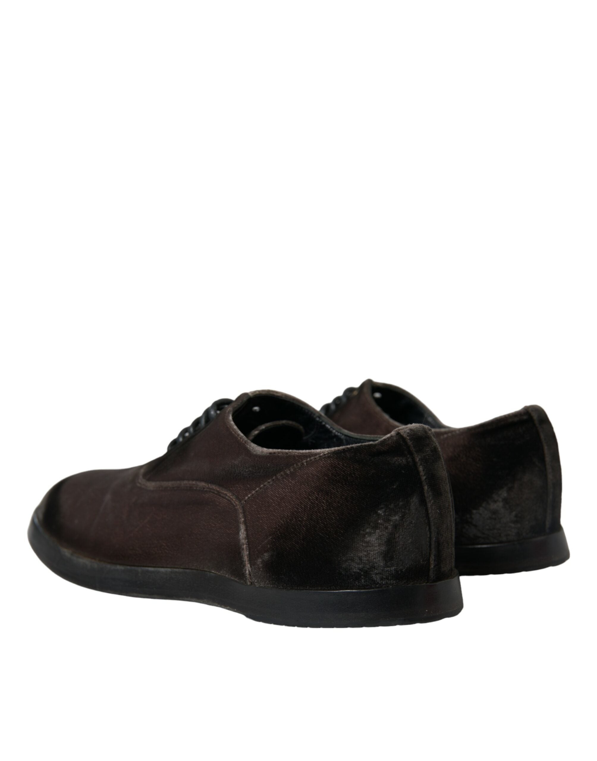 Dolce &amp; Gabbana Brown Velvet Men Lace Up Oxford Dress Shoes