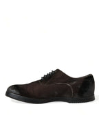 Dolce &amp; Gabbana Brown Velvet Men Lace Up Oxford Dress Shoes