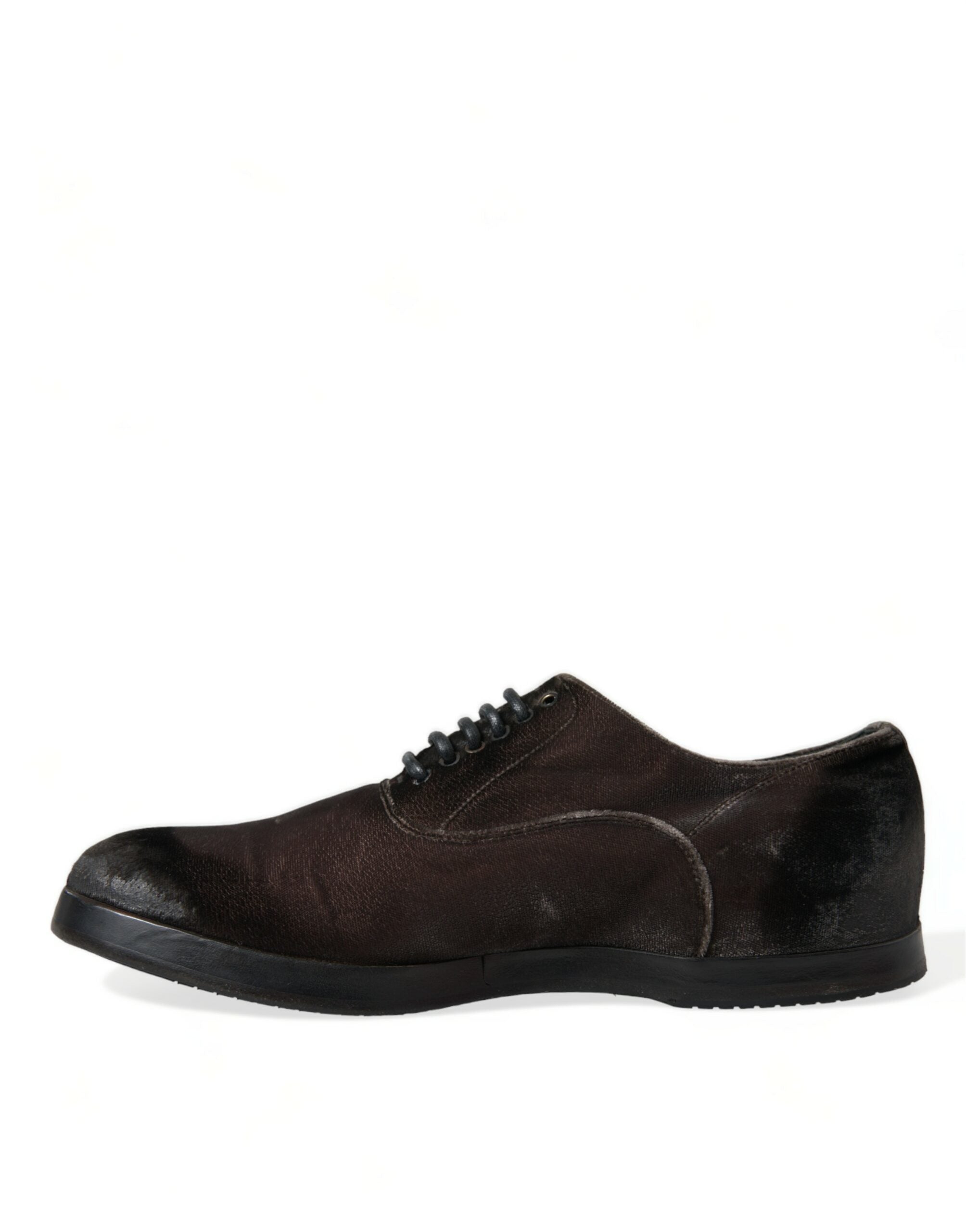 Dolce &amp; Gabbana Brown Velvet Men Lace Up Oxford Dress Shoes