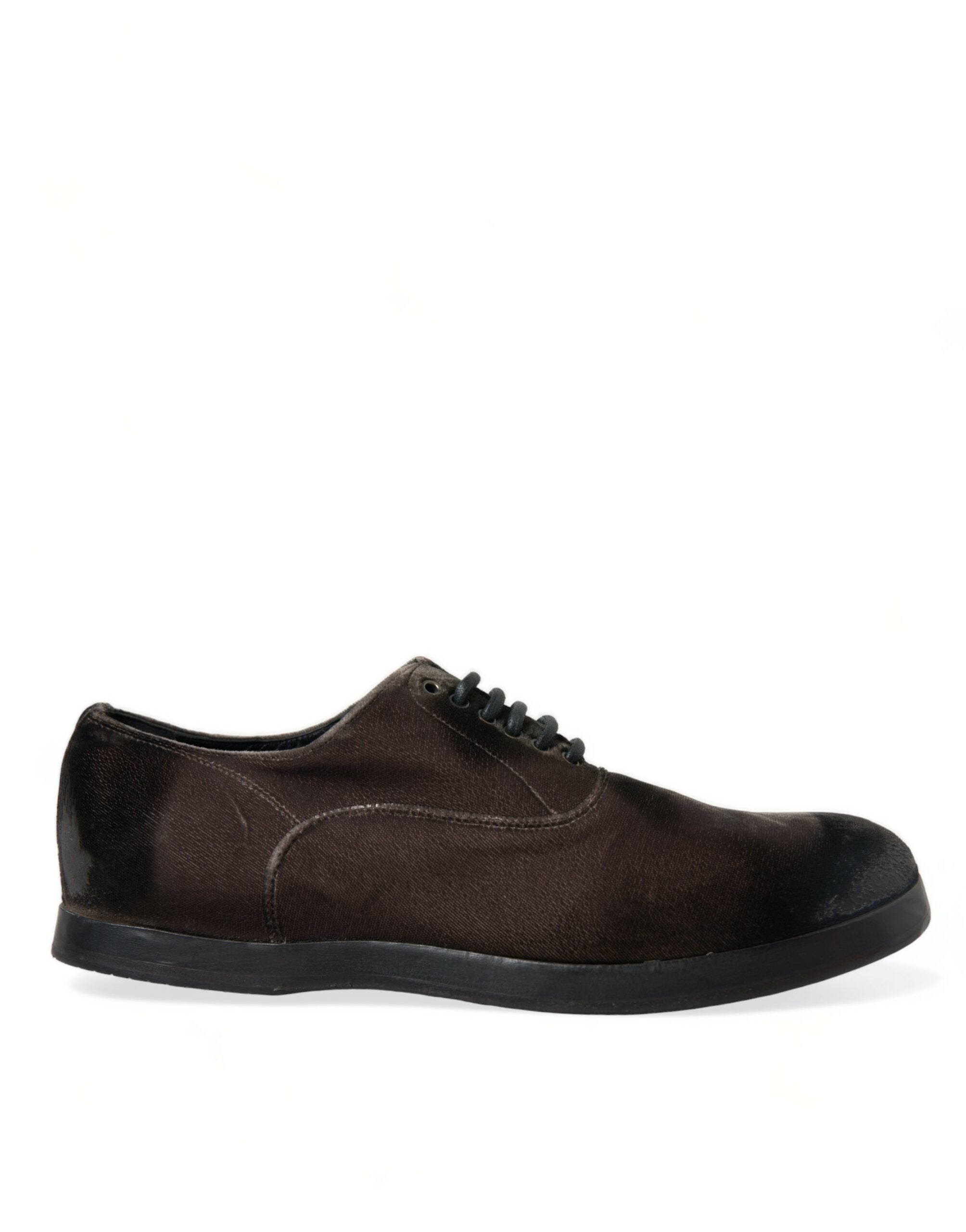 Dolce &amp; Gabbana Brown Velvet Men Lace Up Oxford Dress Shoes