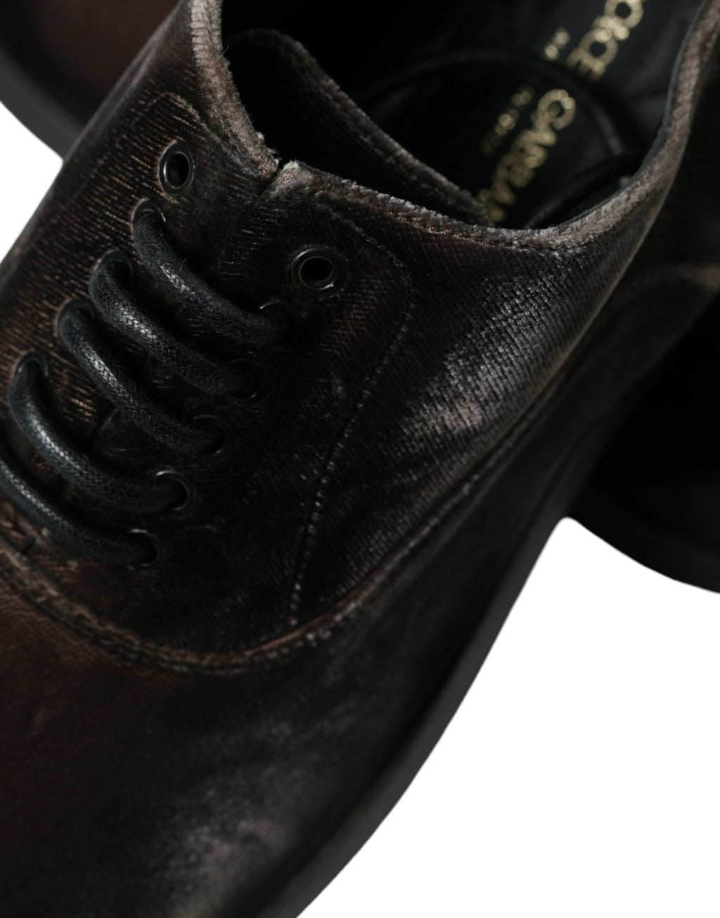 Dolce &amp; Gabbana Brown Velvet Men Lace Up Oxford Dress Shoes