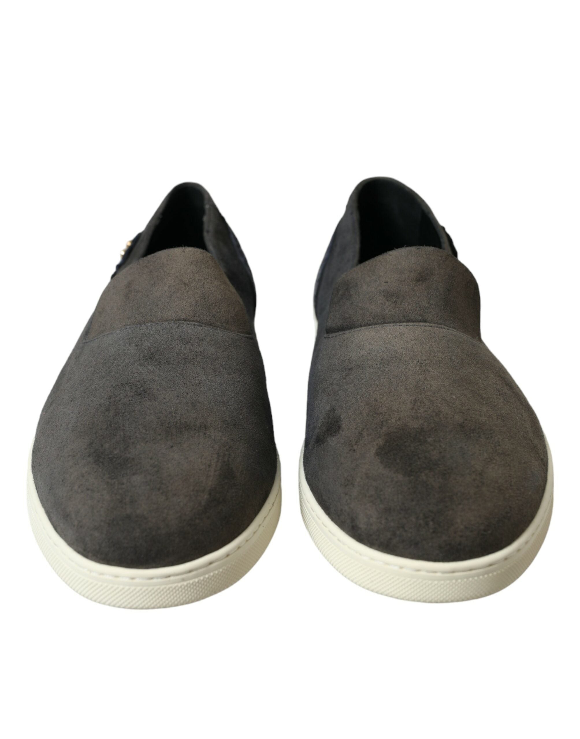 Dolce &amp; Gabbana Blue Suede Caiman Men Loafers Slippers Shoes