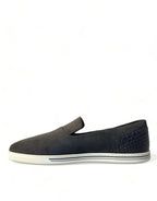 Dolce &amp; Gabbana Blue Suede Caiman Men Loafers Slippers Shoes