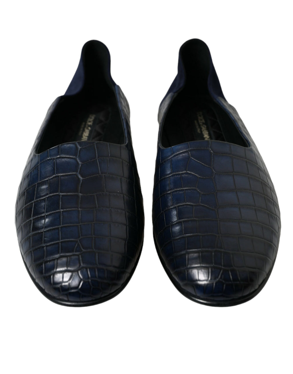 Dolce &amp; Gabbana Blue Crocodile Leather Loafers Slip On Shoes