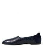 Dolce &amp; Gabbana Blue Crocodile Leather Loafers Slip On Shoes
