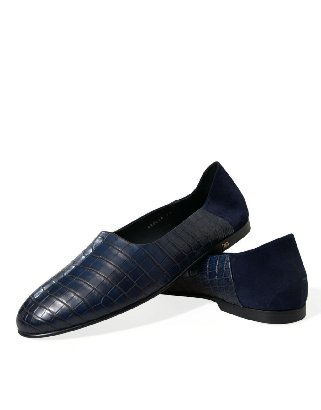 Dolce &amp; Gabbana Blue Crocodile Leather Loafers Slip On Shoes