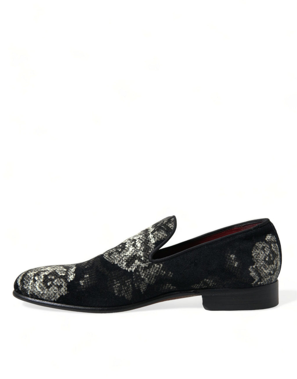 Dolce &amp; Gabbana Black Floral Slippers Men Loafers Dress Shoes