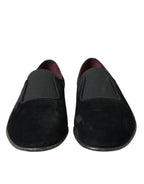 Dolce &amp; Gabbana Black RUNWAY Velor AMALFI Loafers Shoes