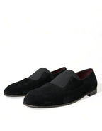 Dolce &amp; Gabbana Black RUNWAY Velor AMALFI Loafers Shoes