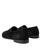 Dolce &amp; Gabbana Black RUNWAY Velor AMALFI Loafers Shoes