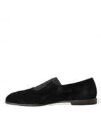 Dolce &amp; Gabbana Black RUNWAY Velor AMALFI Loafers Shoes
