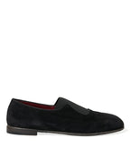 Dolce &amp; Gabbana Black RUNWAY Velor AMALFI Loafers Shoes