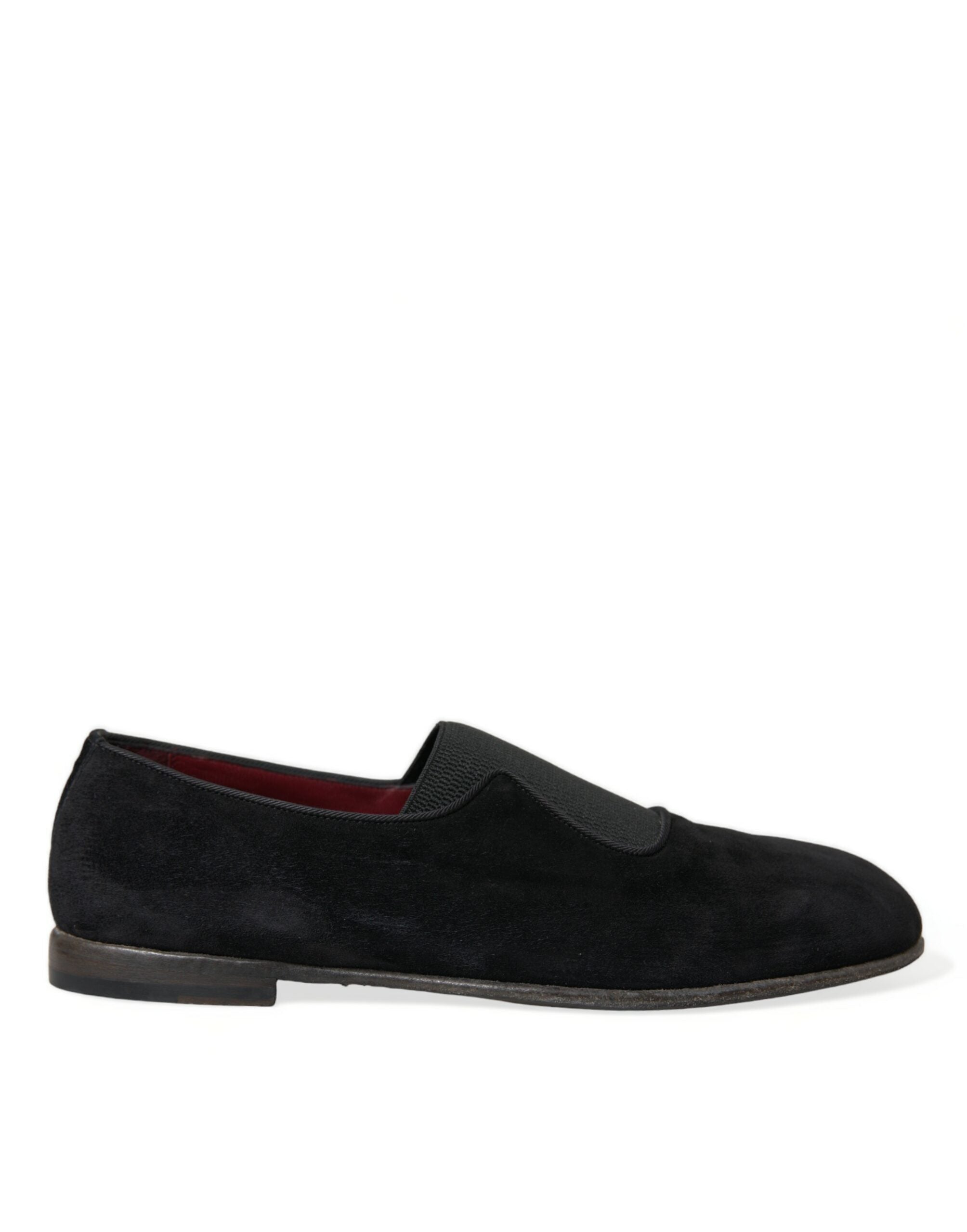 Dolce &amp; Gabbana Black RUNWAY Velor AMALFI Loafers Shoes