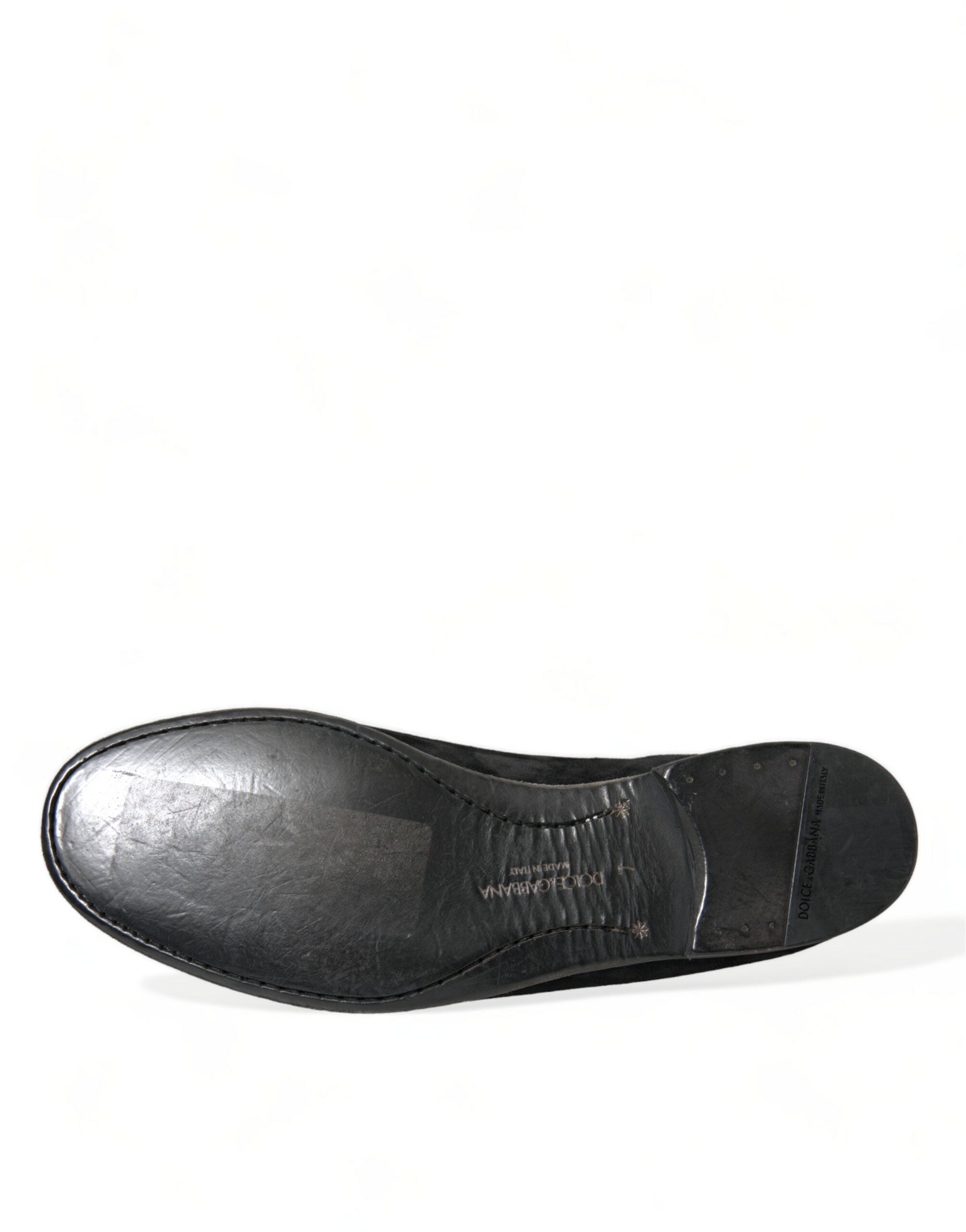 Dolce &amp; Gabbana Black RUNWAY Velor AMALFI Loafers Shoes