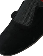 Dolce &amp; Gabbana Black RUNWAY Velor AMALFI Loafers Shoes